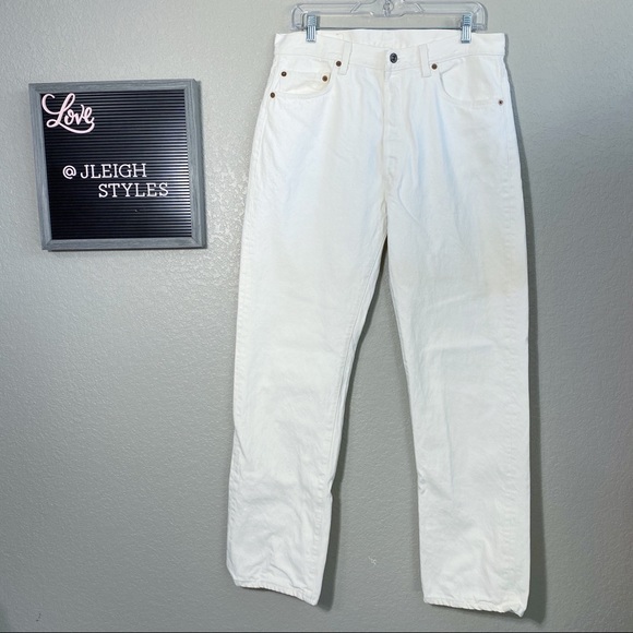 white levi 501 button fly jeans